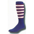 Repeat Stripe Pattern Heel & Toe Football Socks (7-11 Medium)